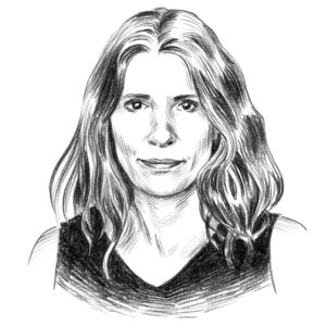 Gezeichnetes Porträt von Prof. Dr. Heike Haarhoff, Professorin für Kommunikationswissenschaft an der Akkon Hochschule für Humanwissenschaften