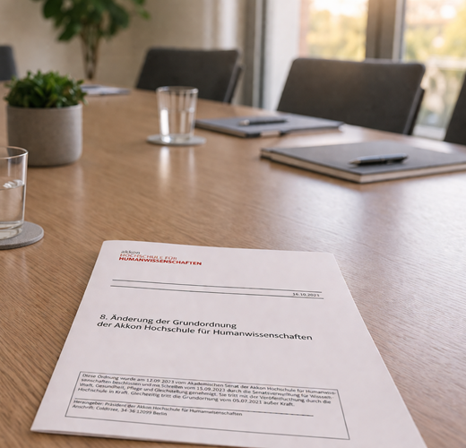 Fragebogen auf einem Tisch in einem Seminarraum