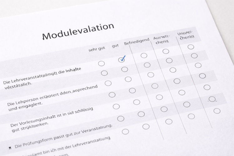 Ausgefüllter Evaluationsbogen zur Modulevaluation