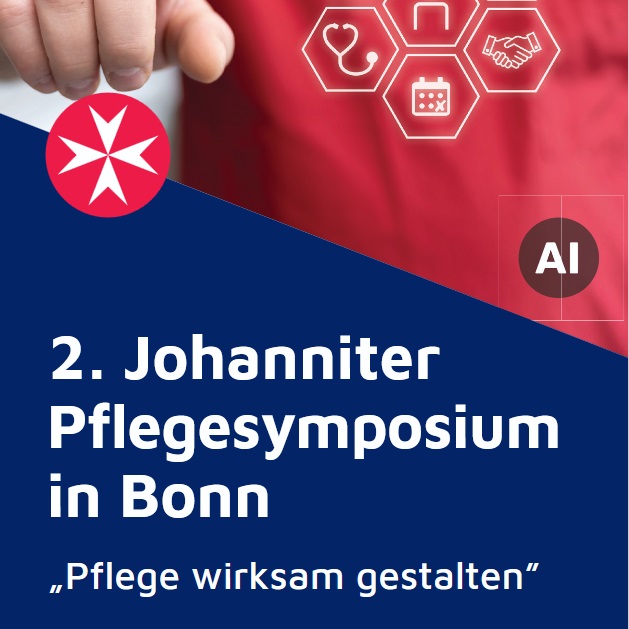 Grafik zum 2. Johanniter Pflegesymposium in Bonn unter dem Motto „Pflege wirksam gestalten“.