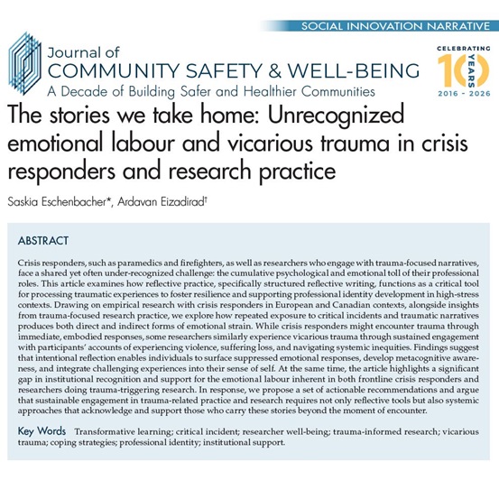 Screenshot eines wissenschaftlichen Artikels mit dem Titel „The stories we take home“, veröffentlicht in der Fachzeitschrift Social Sciences.